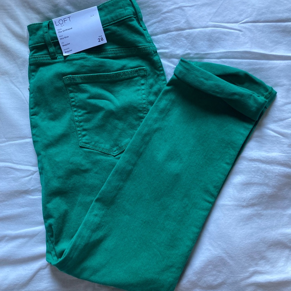 Mid Rise Green Loft Jeans
